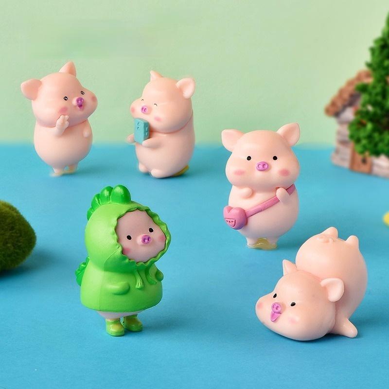 7pcs Cute Little Pig Doll Ornaments Desktop Cake Decoration Car Micro Landscape DIY Home S