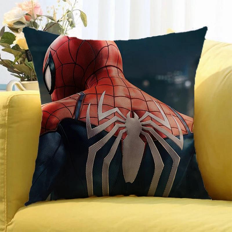 Federa Cuscino con Stampa di Figure Anime Marvel's Spider Man Cartone Animato Decorativa per Divano Casa Stampa Double-sided Federa Cuscino Carina
