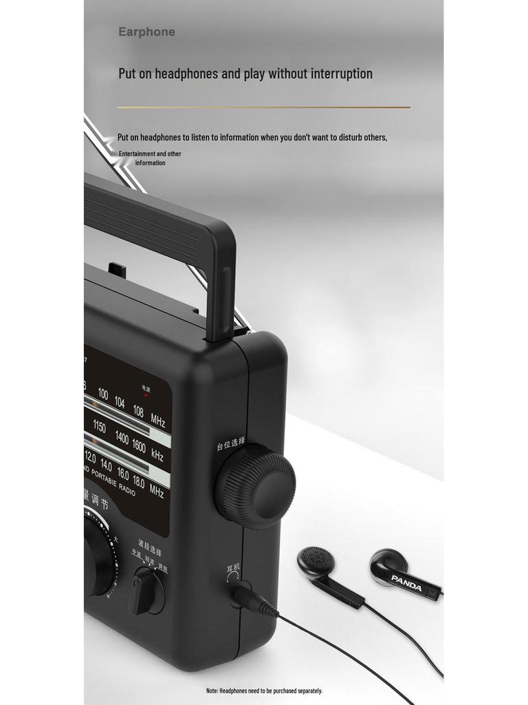 PANDA T37 Retro Portable Rechargeable Full Band FM Radio for Seniors