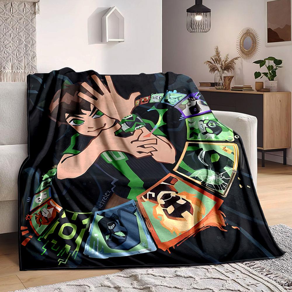 1pc Ben10 Flannel Blanket, Soft Skin-Friendly with Digital Printing, Various Sizes Available for Family, Friends, Birthday, 192