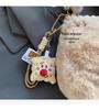 Korean Style Plush Shoulder Bag with Pearl Accents - Cute Autumn/Winter Crossbody