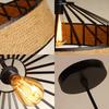 Hemp Rope Chandelier Vintage LED Pendant Light Reaturant Hanging Lamp Retro Lampshade for Living Room Home Decor