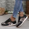 New thick-soled low-top lace-up leopard print sneakers women's large-size splicing casual shoes