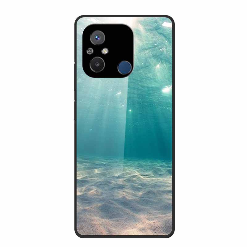Gehärtetes Glas Case für Redmi 12C Rückabdeckung Hartschalen Case für Xiaomi Redmi 12C 4G Handyhülle Redmi12C Fundas 22120RN86G Cooler Stoßfänger