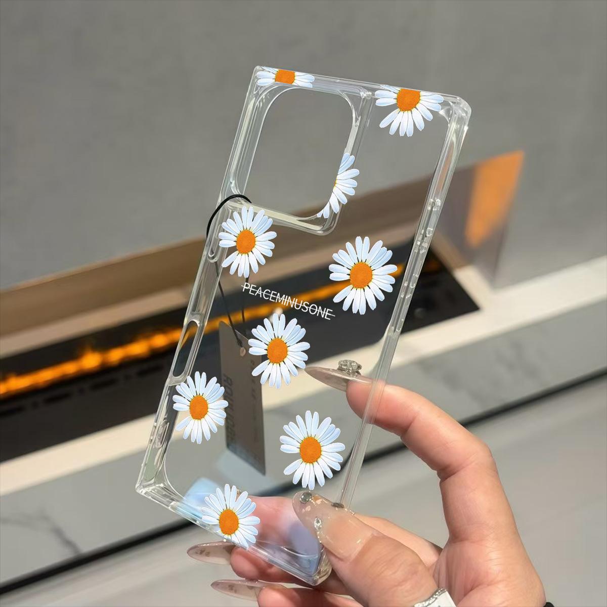

Clear Square Back Tube Case Protection For iPhone 16 ProMax 13 11 14 Pro Max 12 15 Plus Little Daisies Pattern iphone 11 ProMax
