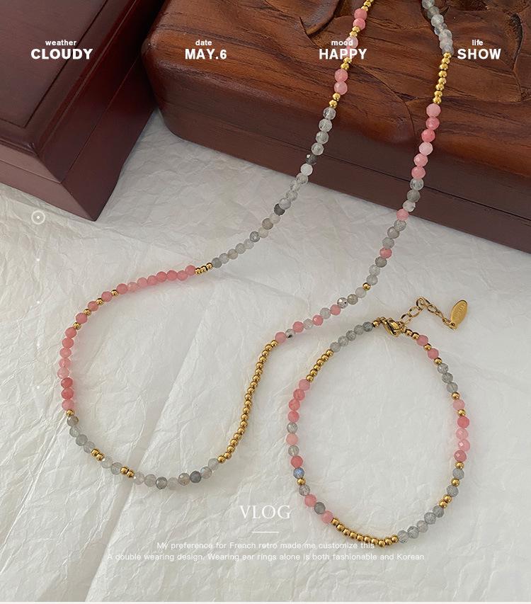 Women's Handmade Beaded Natural Stone Choker - Spring/Summer High-End Sweater Necklace