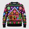 Maglione Brutto di Natale con Stampa al Neon per Uomo Moda Festiva Manica Lunga Felpe per Riunioni Pullover Oversize Casual