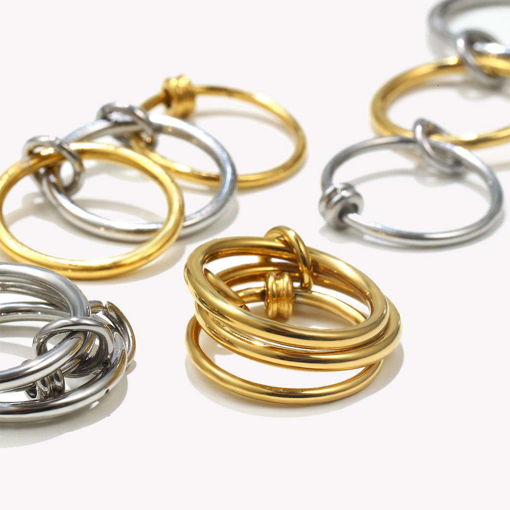 E.B.belle Multiple Layers Strand Loop Indext Finger Rings for Women Lead&nickle Free Stainless Steel Gold Plated Ring