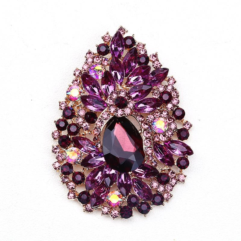 Shining Stained Glass Brooch Vintage Elegant Crystal Inlaid Pin Brooch Women'S Clothing Accessories