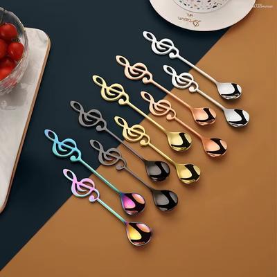 Stainless Steel Musical Note Spoon Creative Coffee Spoon Ice Cream Teaspoon Stirring Spoons Dessert Spoons Home Accessories