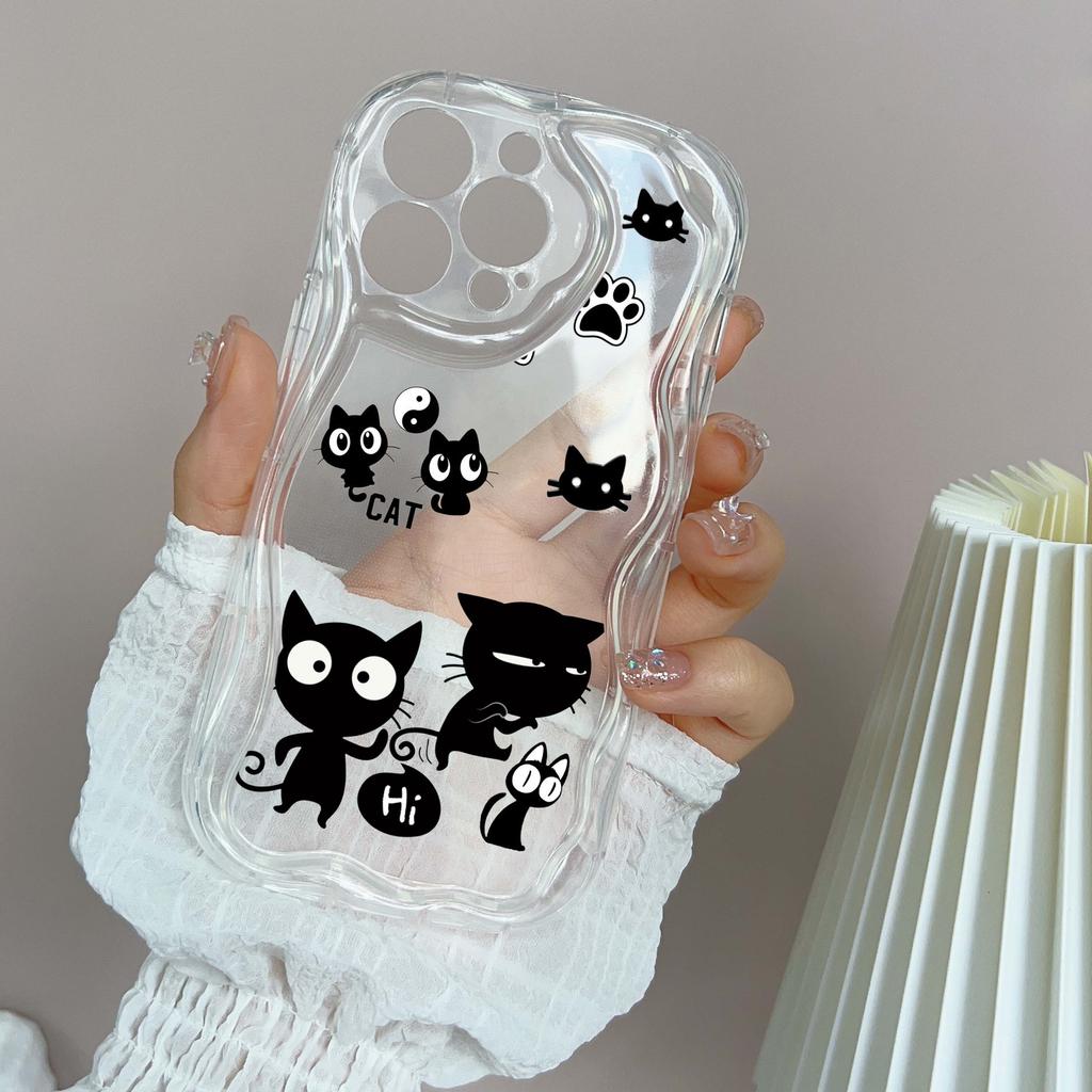 LZ12 Cat Cute Cartoon Clear Soft Wave Phone Cases for iPhone 15 13 Pro Max 12 Mini 14 8 Plus XS Max XR 6 Protection Back Cover