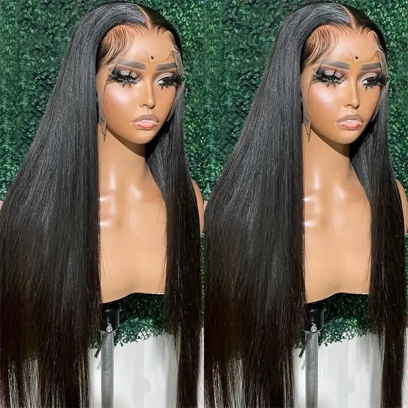 Long Straight Synthetic Wig With Front Lace Parting Natural Look Heat-Resistant Fiber Women All Face Shapes