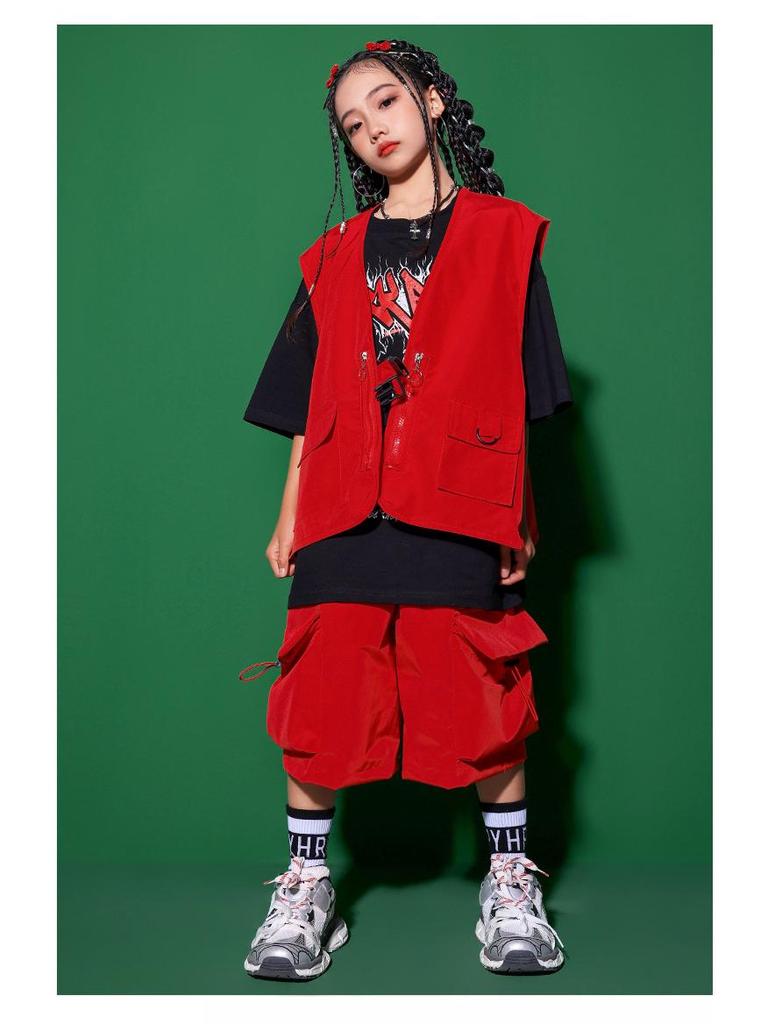 Girls' Japanese Street Dance Performance & Catwalk Costume: Trendy Hip-Hop Suit