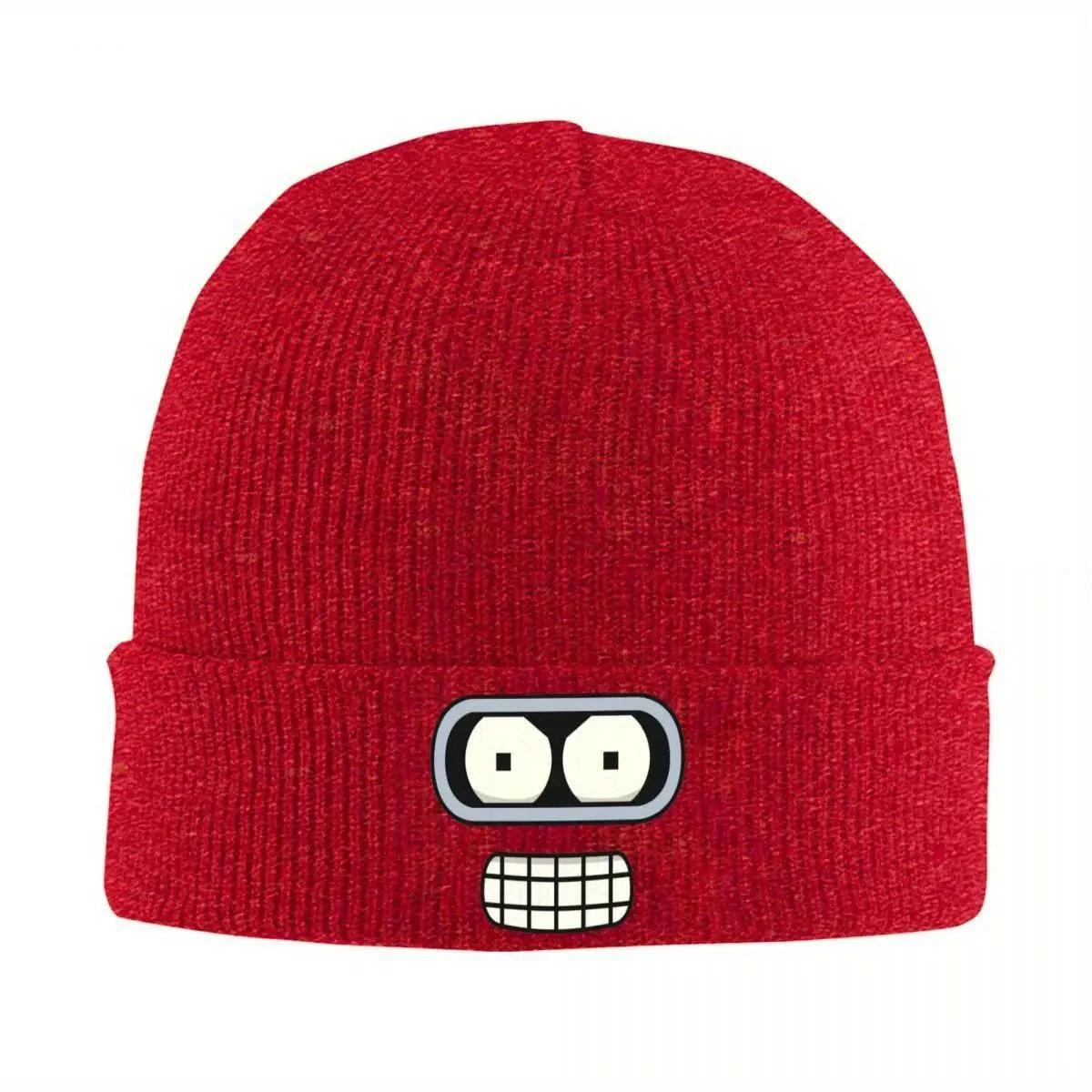 New Bender Face Knitted Hat for Women Unisex Beanies Winter Hat Acrylic Futuramas Crochet Caps