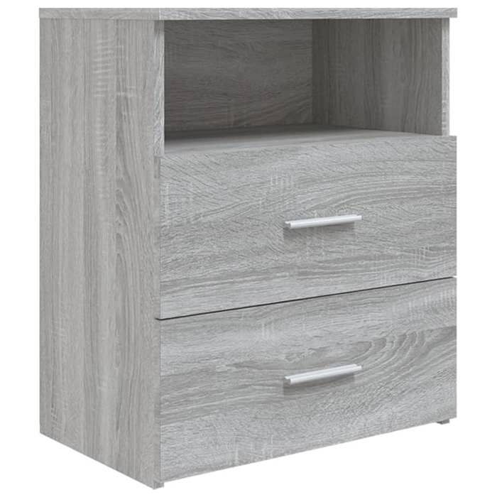 Table de chevet - Sonoma gris - 50x32x60 cm - 2 tiroirs - Bois d'ingénierie