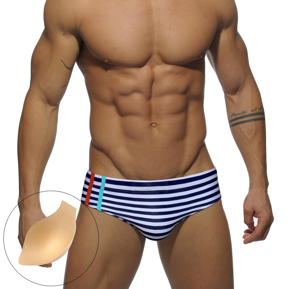 

JESSBORN Striped Men s Triangle Swim Trunks with Cup - Perfect for Seaside Holidays and Hot Springs M