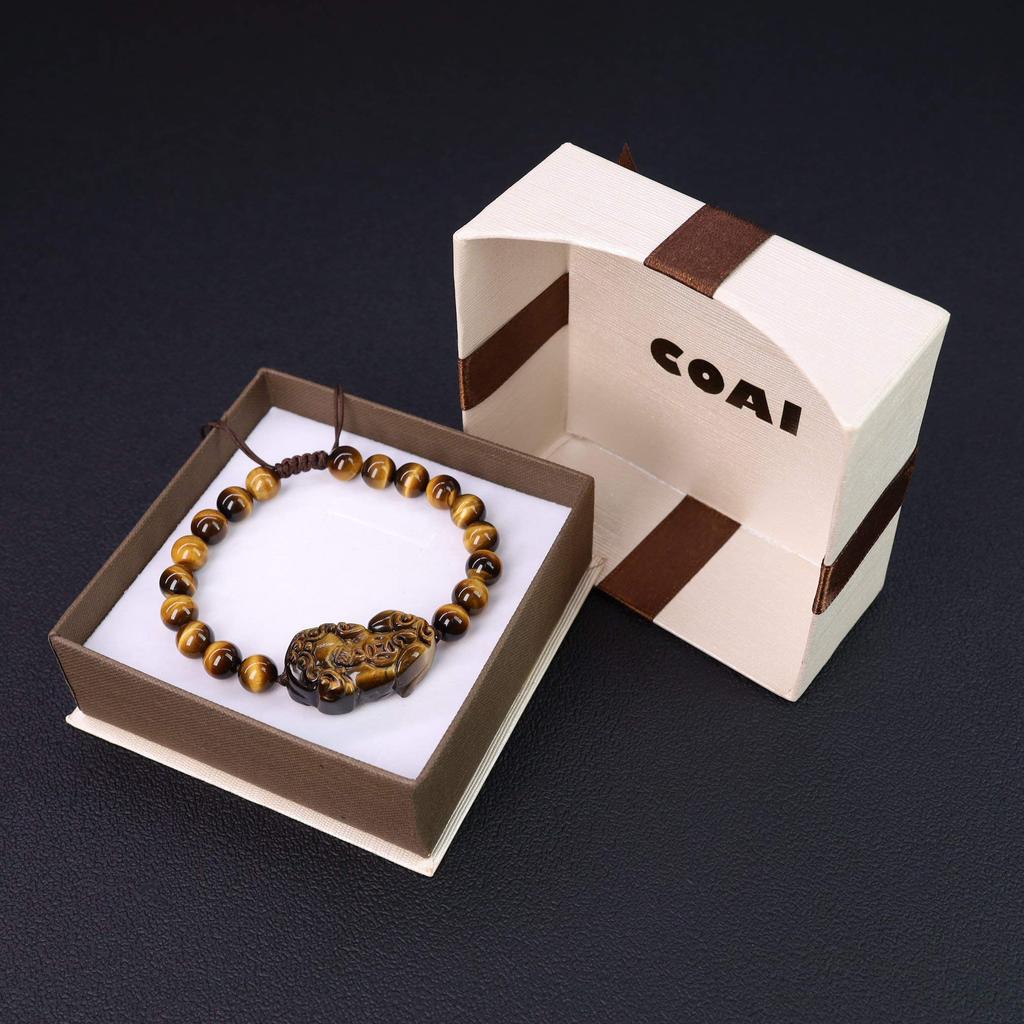 Pixiu Carving Tiger Eye Money Financial Business Good Luck Charm Power Stone Adjustable Length [Coai] Luck, Luck, Luck, Bracelet,
