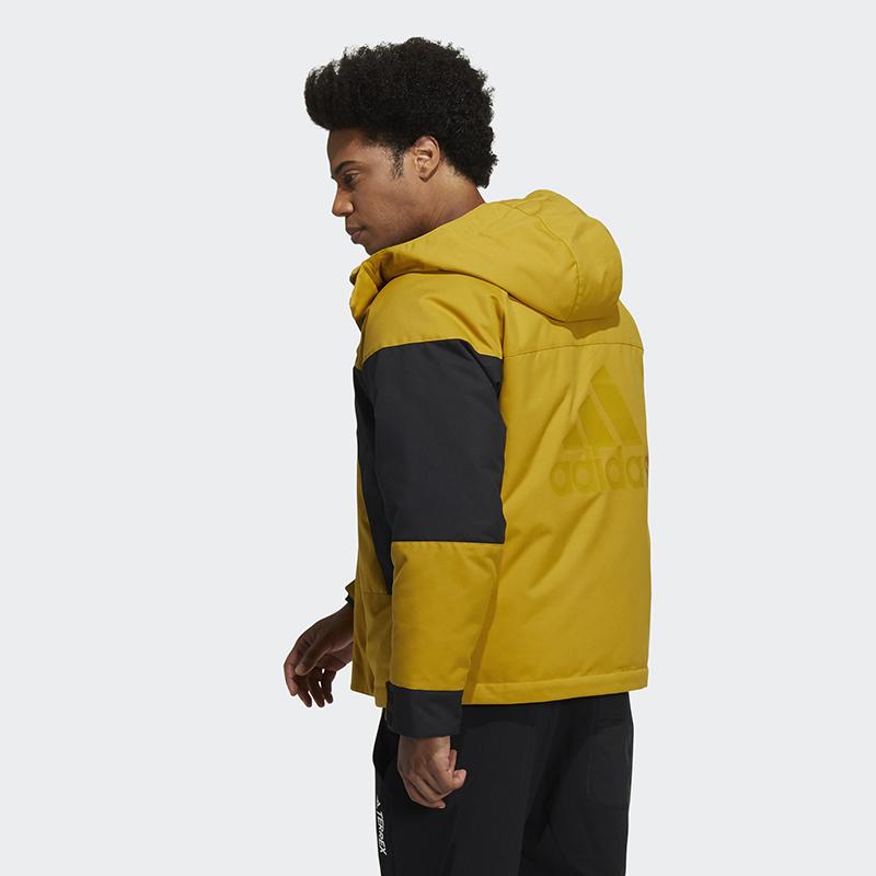 Adidas Color-Block Hooded Down Jacket Men Outerwear Yellow H23091