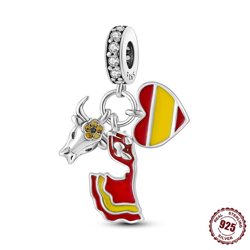 Panpoki 33 Style Copper Charms Travel Series Pendant Beads Fit Fine Bracelets & Bangles Diy Women Jewelry