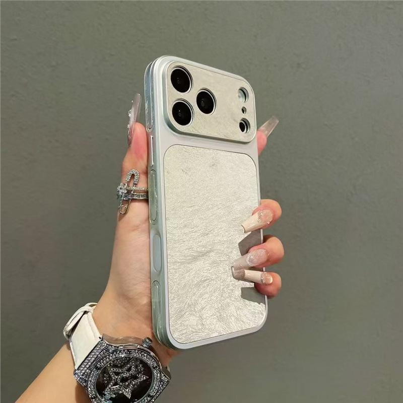 

Premium Apple 16/17 Pro Max Velvet Leather Texture Drop-Proof Case with Large Window iPhone 13 Pro серый
