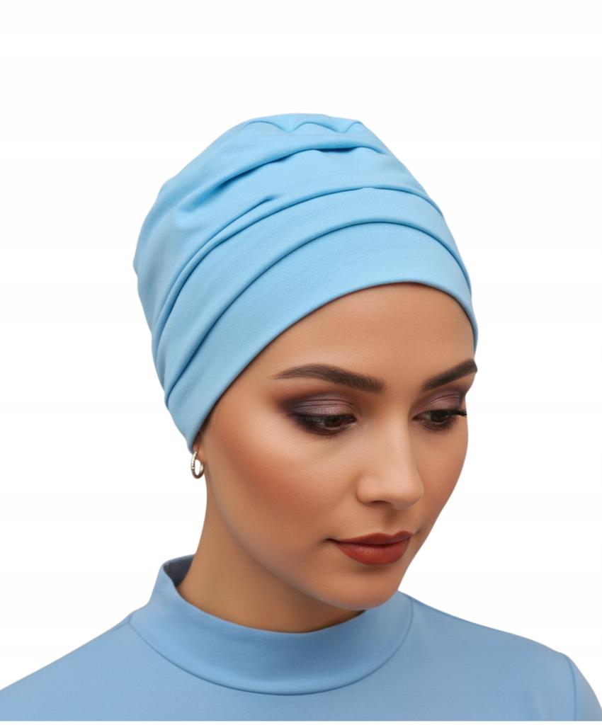 Turban Damski Iryda Baby Blue Modna Jesień-Zima Także Po Chemioterapii