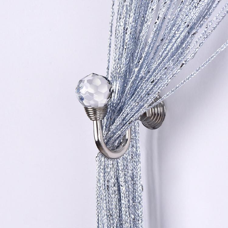 Exquisite 2PCS Curtain Holdback Drapery Holders with Clear Crystal Ball Silver