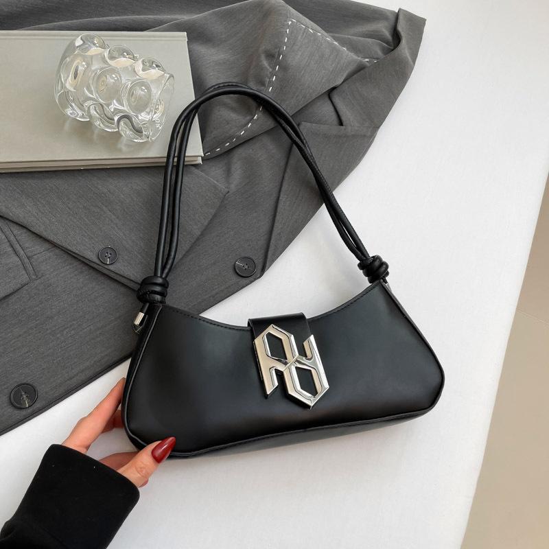 

Premium textured shoulder bag summer new solid color underarm bag commuter handbag handbag чорний