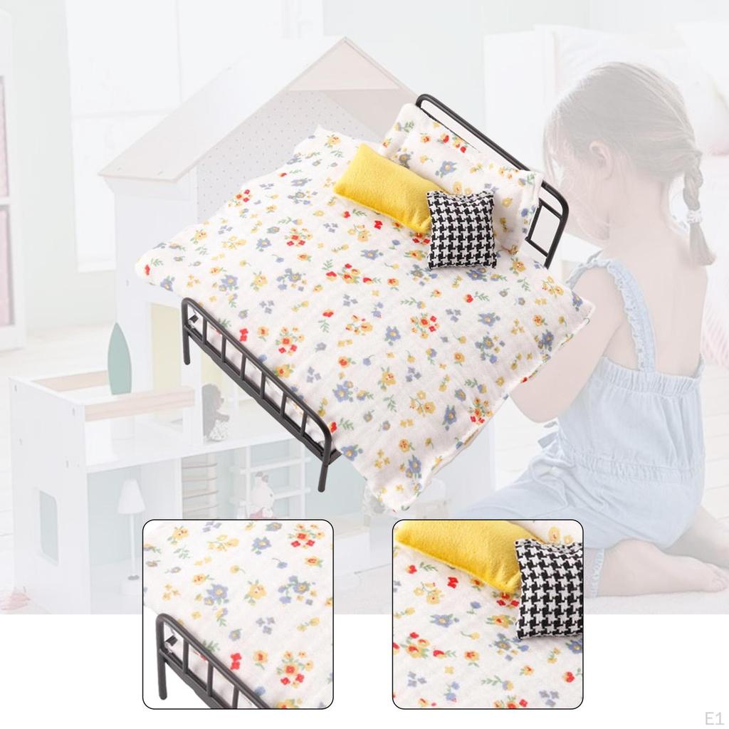 Puppenhausmöbel Bett Schlafzimmer Modelle Sammlerstücke Ausstellungsstücke mit Bettwäsche Rollenspiel
