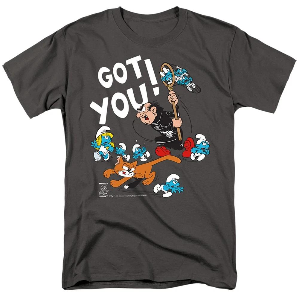 The Smurfs - Gargamel And Azrael - Unisex Short Sleeve Children s T-shirt - Gray 160
