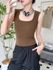 Women's Summer Slimming U-neck Spaghetti Strap Tank Top, 92% Cotton Sleeveless Base Layer, 2025 New Style
