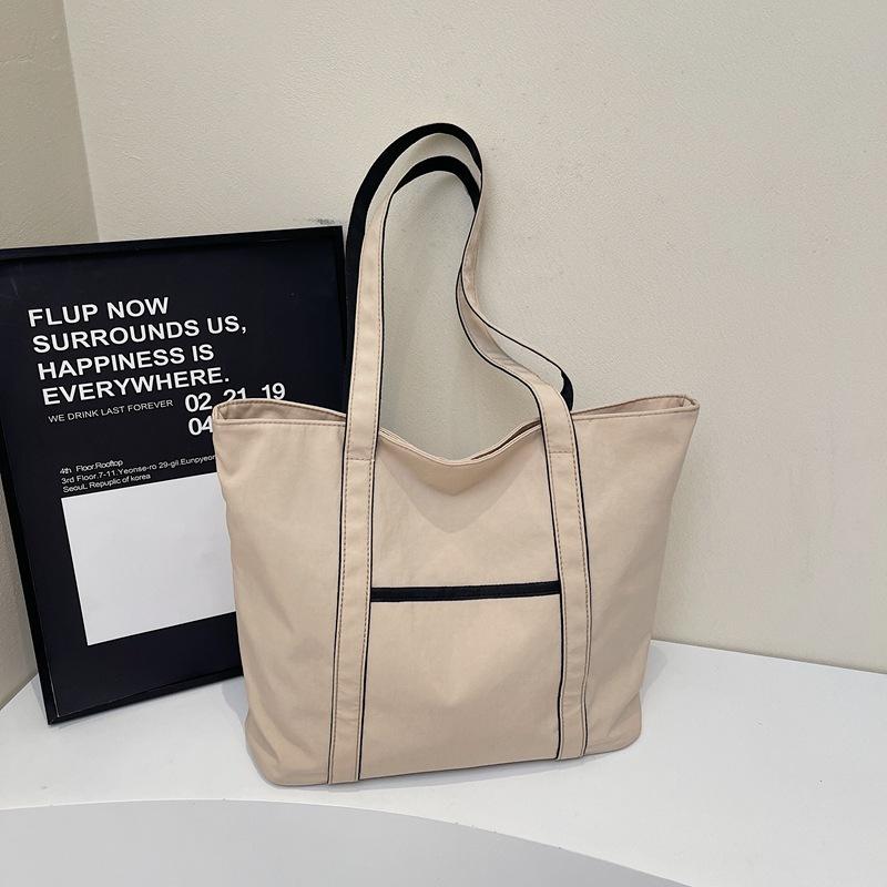 Korean version of casual lazy style large-capacity underarm bag 2025 new simple nylon cloth tote bag versatile shoulder bag