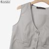 ZANZEA Ärmellose Weste, Oberteile und Hosen für Damen, zweiteiliges Sommer-Set