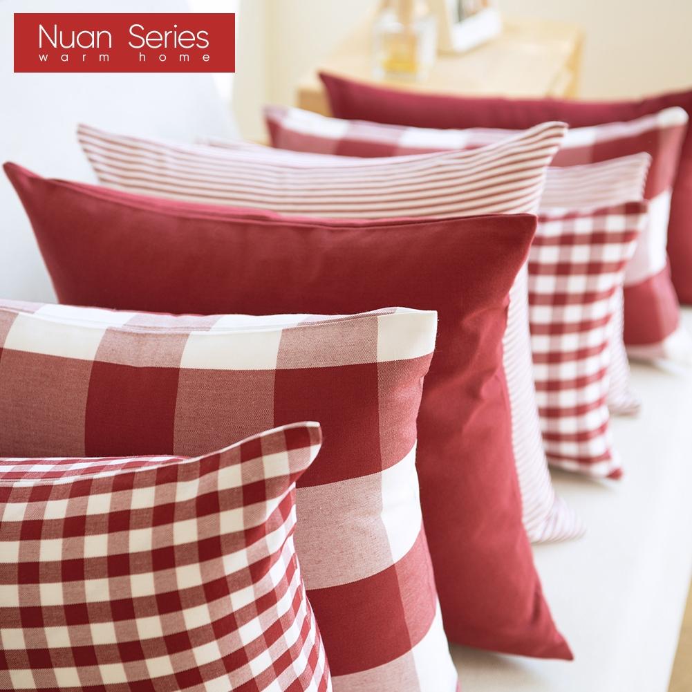 1PC Bestseller Series Red Cushion Cover Plaid Stripe Back Pillowcase Office Hotel Homestay Decor Christmas Decoration Nuan Series