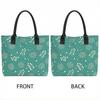 Turquoise Floral Tote Bag for Daily Shopping Casual Shoulder Handbag with Large Capacity for Ladies