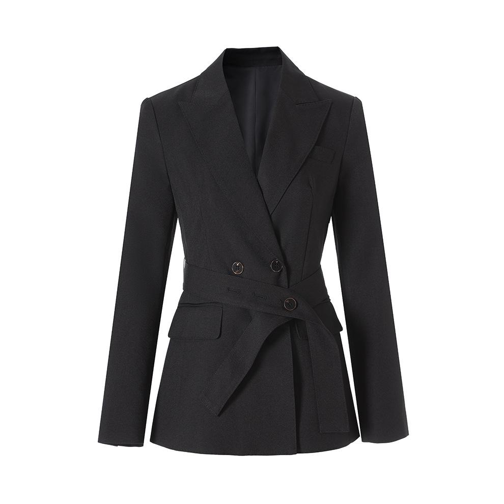 

Women s Elegant Lace-Up Waist-Cinching Slim-Fit Professional Suit Jacket Small чорний
