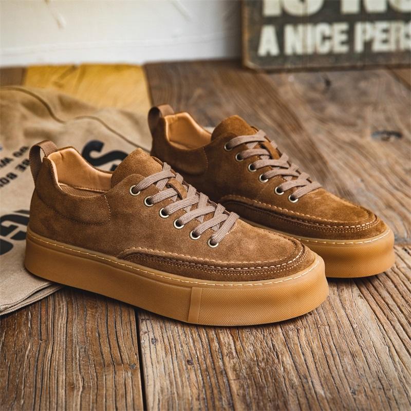 

Модные мужские туфли из коровьей замши на шнуровке, кроссовки, дышащие, повседневные туфли для мужчин, мягкая нескользящая мужская обувь, весна-осень, мужские туфли 10 коричневый