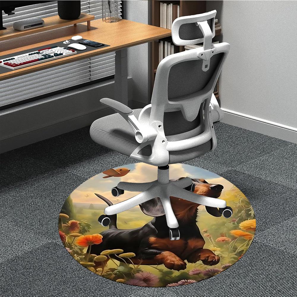 

1pc Dachshund Chair Carpet for Office Non-Slip, Machine Washable Rug for Office - Holiday DecorMachine Made yy251029036 80cm by 80cm