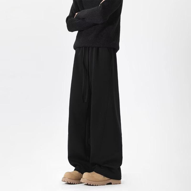 Men American Retro Heavyweight Patchwork Wide Leg Casual Sports Sweatpants