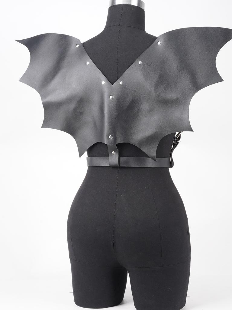 Halloween Bat Wings Harness, Punk Gothic Leather Adjustable Shoulder Strap, Cosplay Costume Accessories, Clubwear Outfit, Festiv