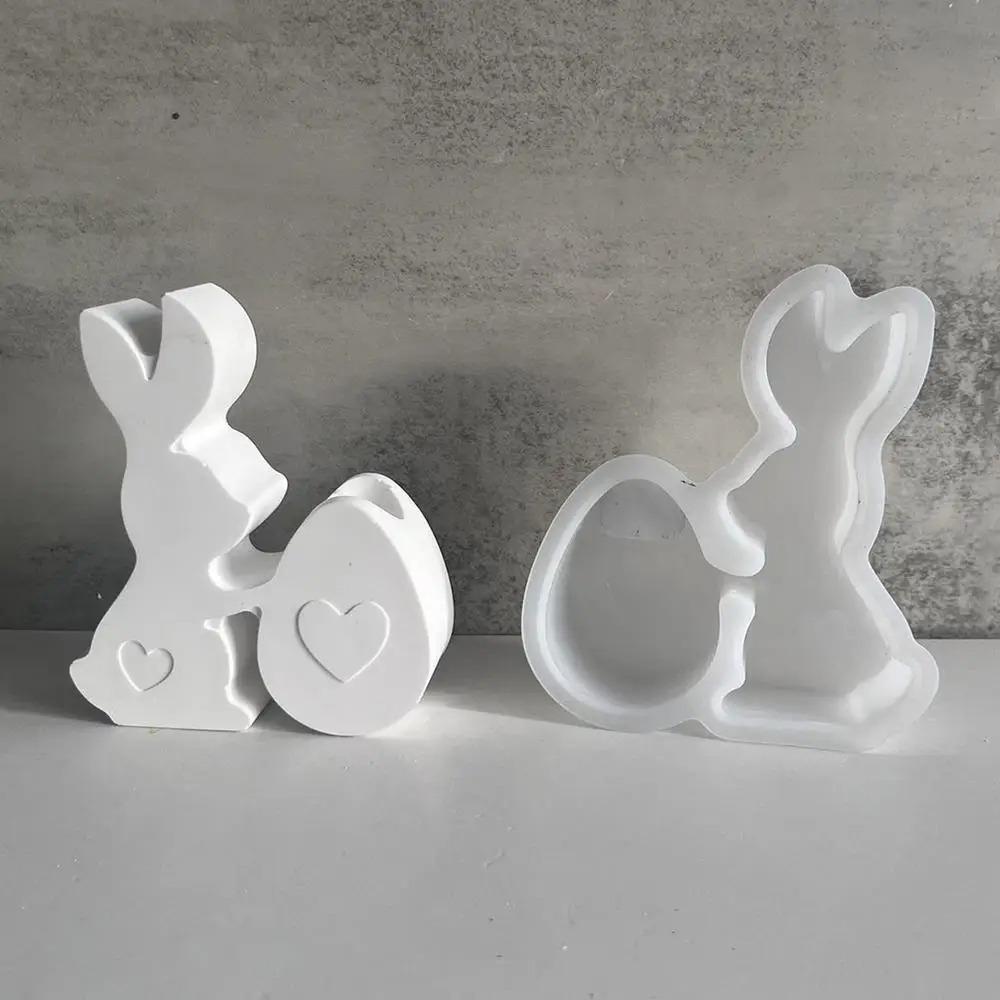 Cute Easter Bunny Silicone Mold Handmade Bunny Tealight Molds  Home Table Decoration