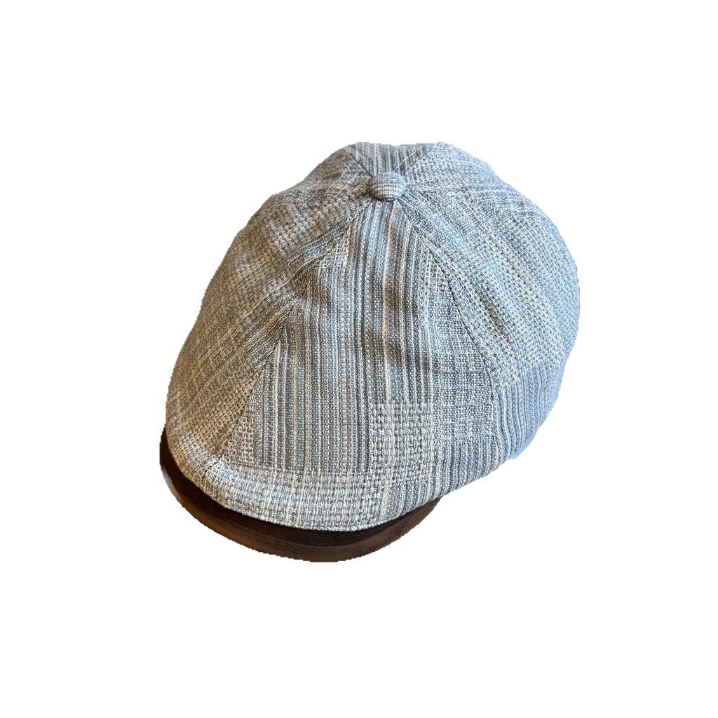 Spliced Design Minimally Striped Women Denim Casual Beret For Autumn Winter And
