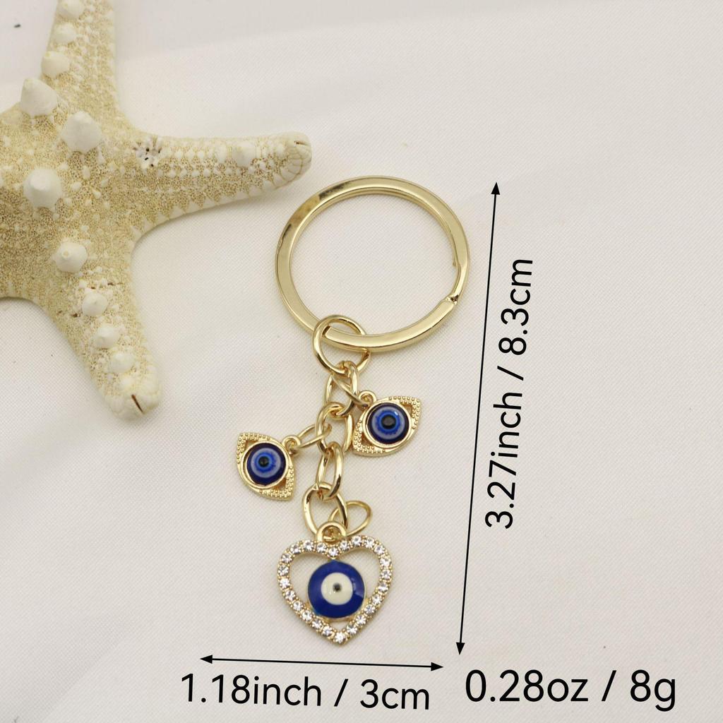 European Heart & Devil's Eye Pendant Keychain