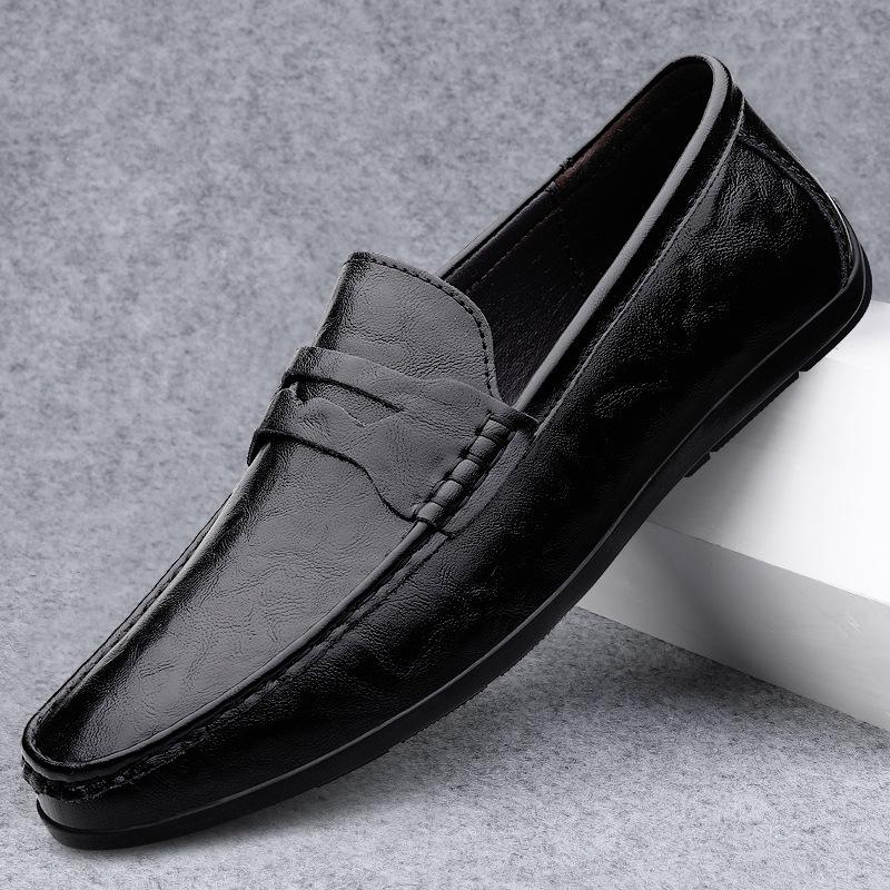 Seasonal Men's Breathable Soft-sole Leather Loafers – Slip-on British Style Casual Shoes