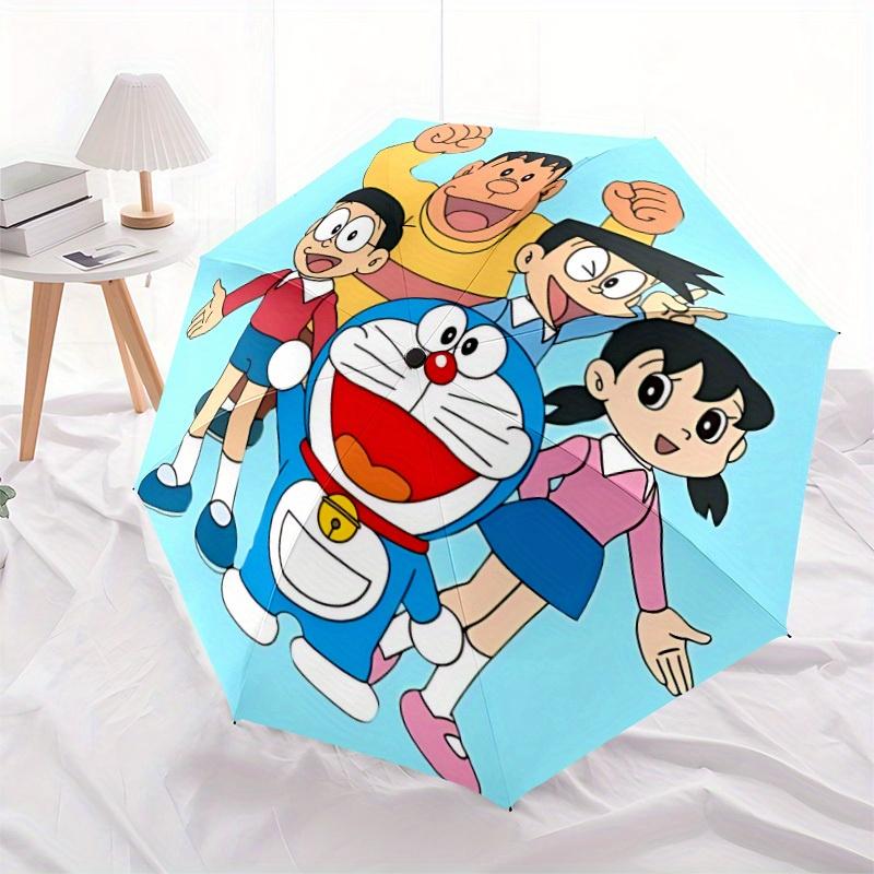 1pc Doraemon, Nobita Automatic Folding Umbrella, Portable Collapsible Design, 8-Rib Iron Frame, , All-Season Casual Outdoor Accessory for Christmas Bi