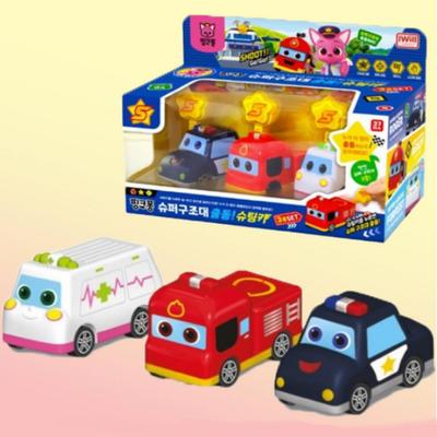 Pinkfong Super Rescue Samochód do strzelania Zestaw 3-częściowy