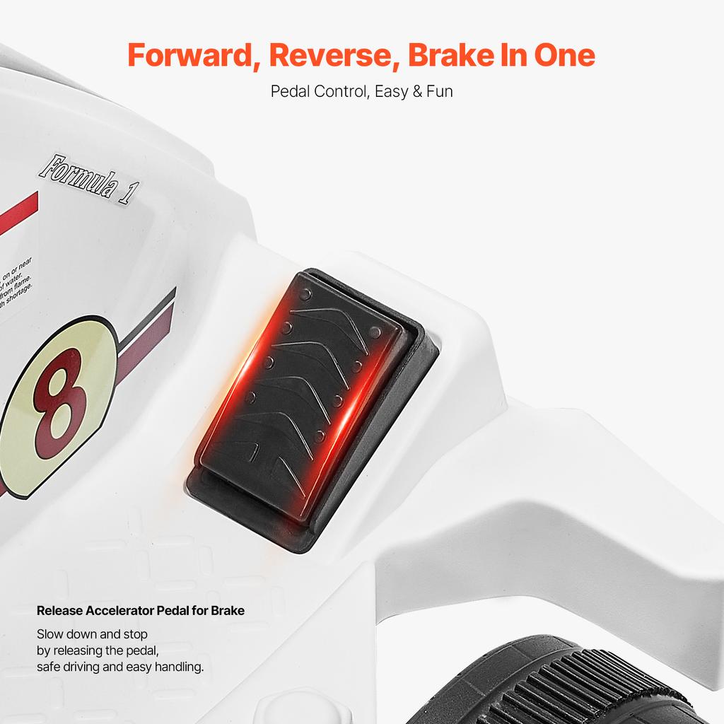 SucceBuy 6V 4.5Ah Electric Pedal Go Kart Portable Outdoor Racing Toys 20000RPM Motor with Headlight & Horn for Kids Boy Gifts