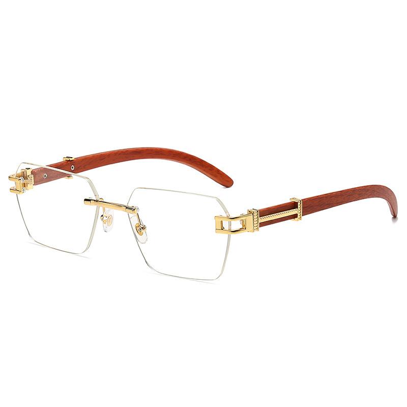 9005 Frameless Wood Grain Sunglasses Women'S, Men'S Sunglasses Street Sunglasses