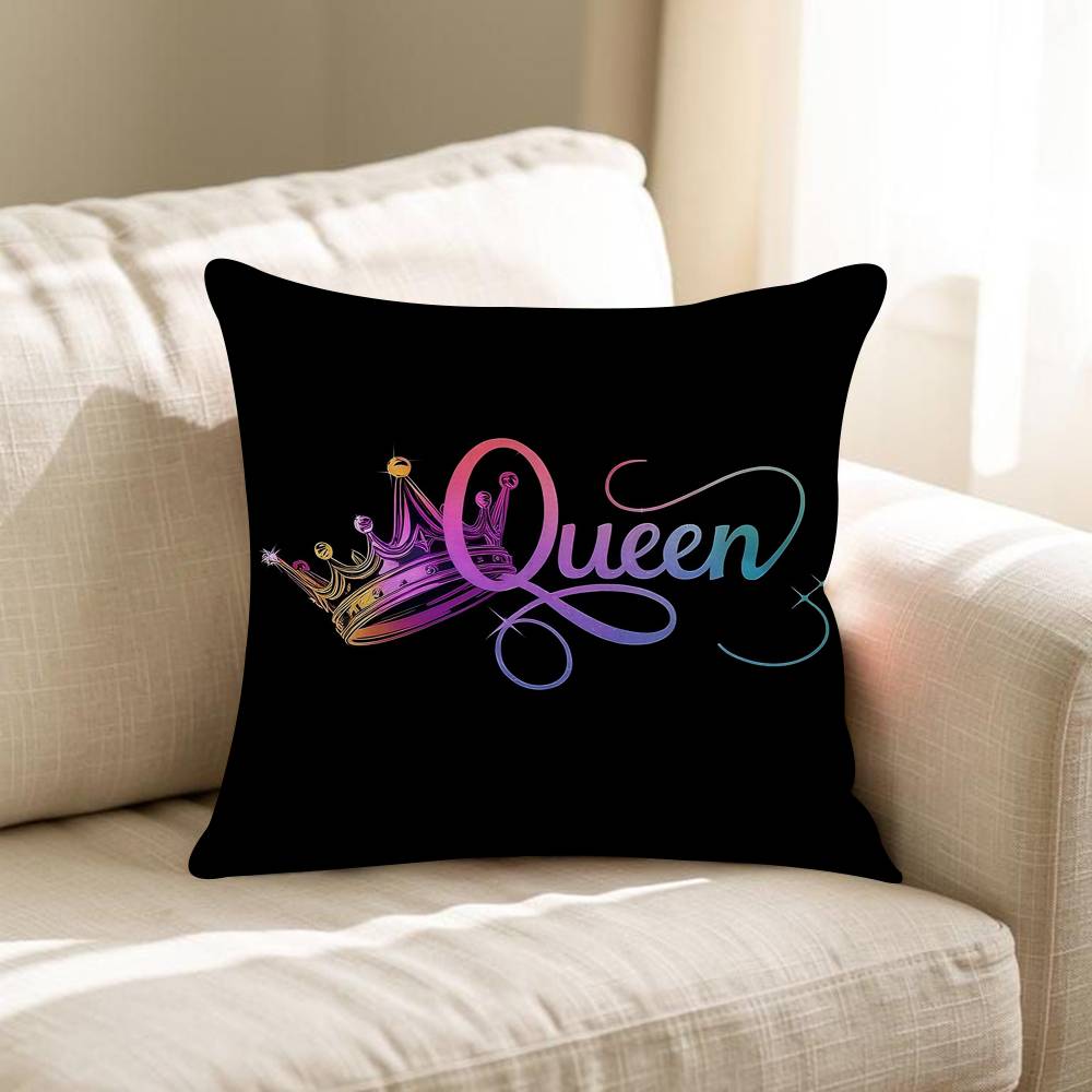 Cuscino Personalizzato Corona Re Regina Lettera Copertura Antipolvere Camera da Letto Bambini Festa Decorazione Federa Compleanno Regalo Bambini