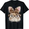 Cute Bunny Rabbit Face Leopard Coquette Bow Glasses Easter T-Shirt
