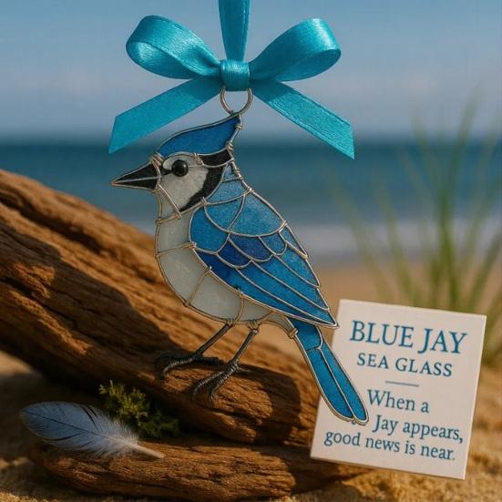 Handcrafted Bird Ornament with Blessing Card Unique Coastal-Inspired Bird Decoration for Christmas Tree And Home Artistic Bird Keepsake